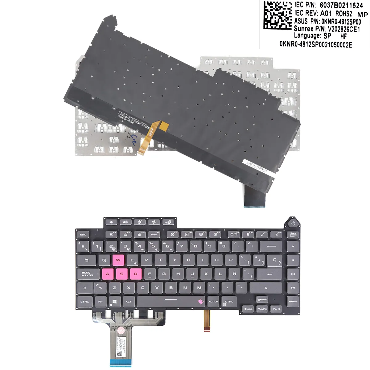 Picture of ASUS ROG 5R G513 G513Q G513QY G513QM G533 (Colorful backlight WIN8)WASD is red